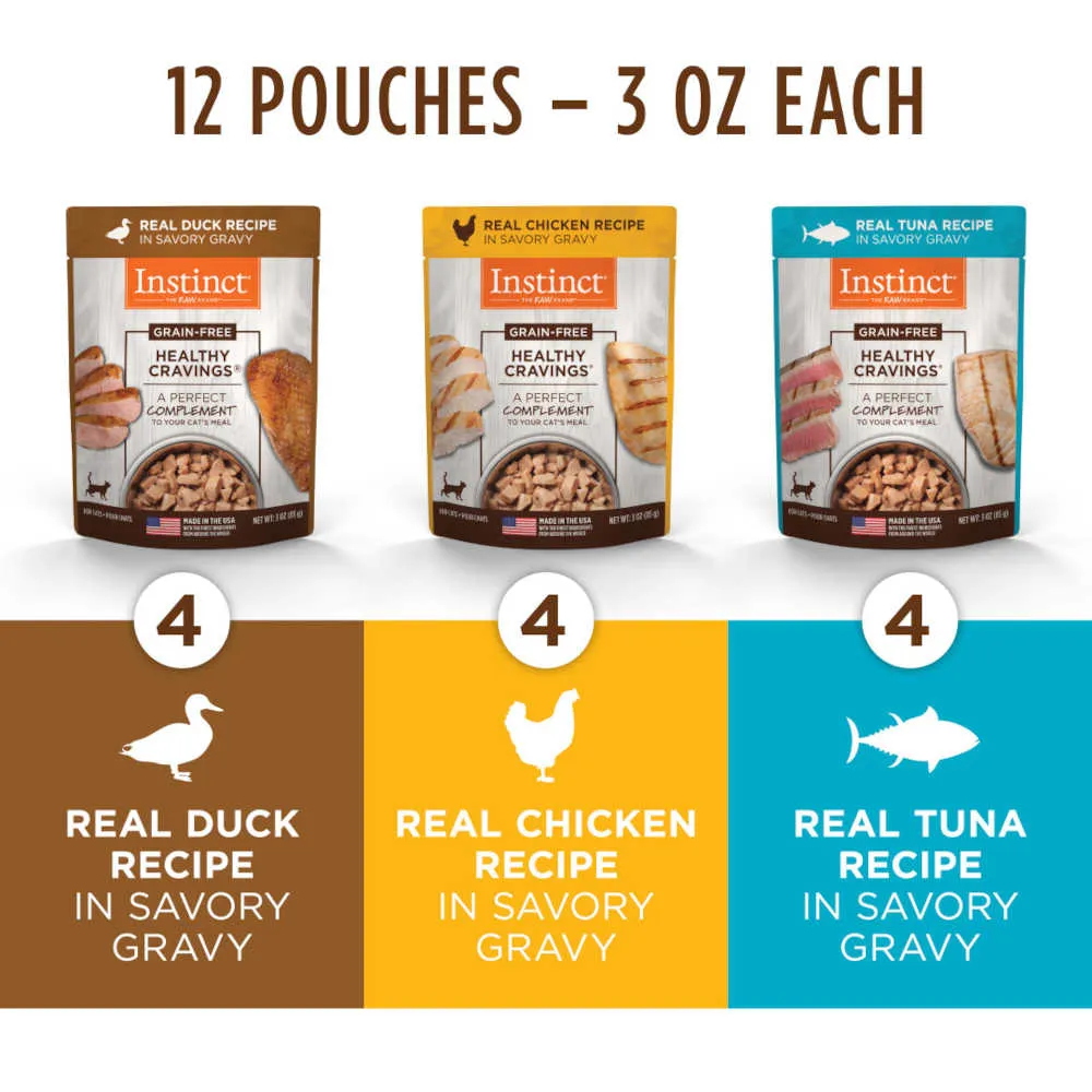 10% OFF: Instinct Healthy Cravings Variety Pack Grain-Free Wet Cat Food Topper (12 x 3oz pouches)