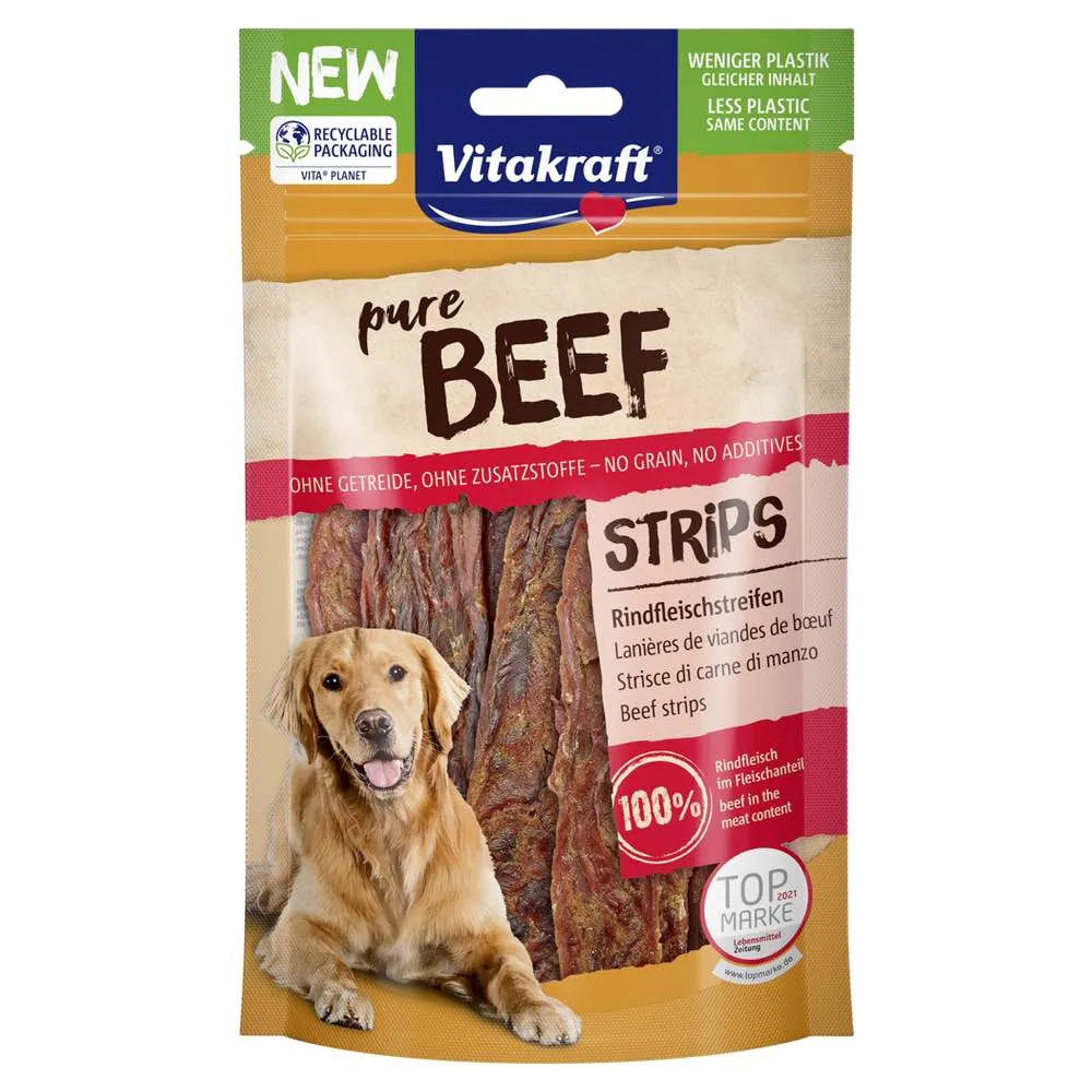 $2 OFF (Exp 14May25): Vitakraft Pure Beef Strips Grain-Free Dog Treats 80g