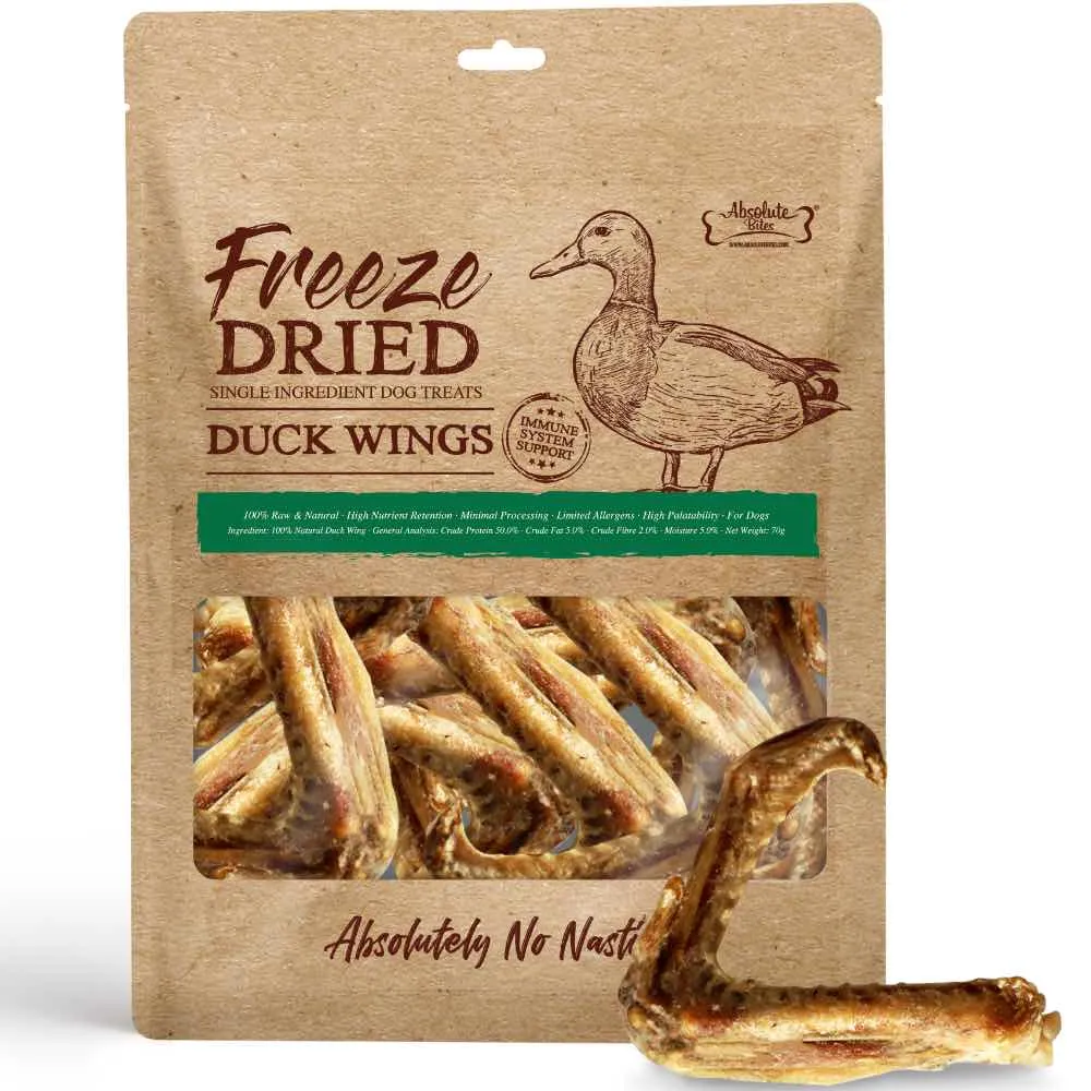 33% OFF: Absolute Bites Duck Wing Freeze Dried Raw Treats For Cats & Dogs 70g