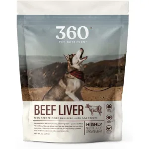 360 Pet Nutrition Beef Liver Freeze-Dried Raw Dog Treats, 4-oz