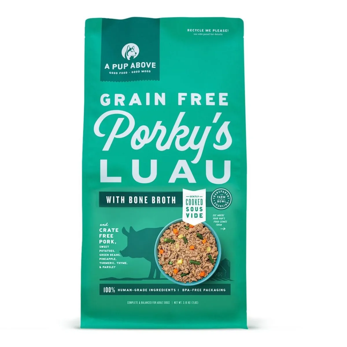 A Pup Above Frozen Grain Free Porky's Luau Dry Dog Food 7lb