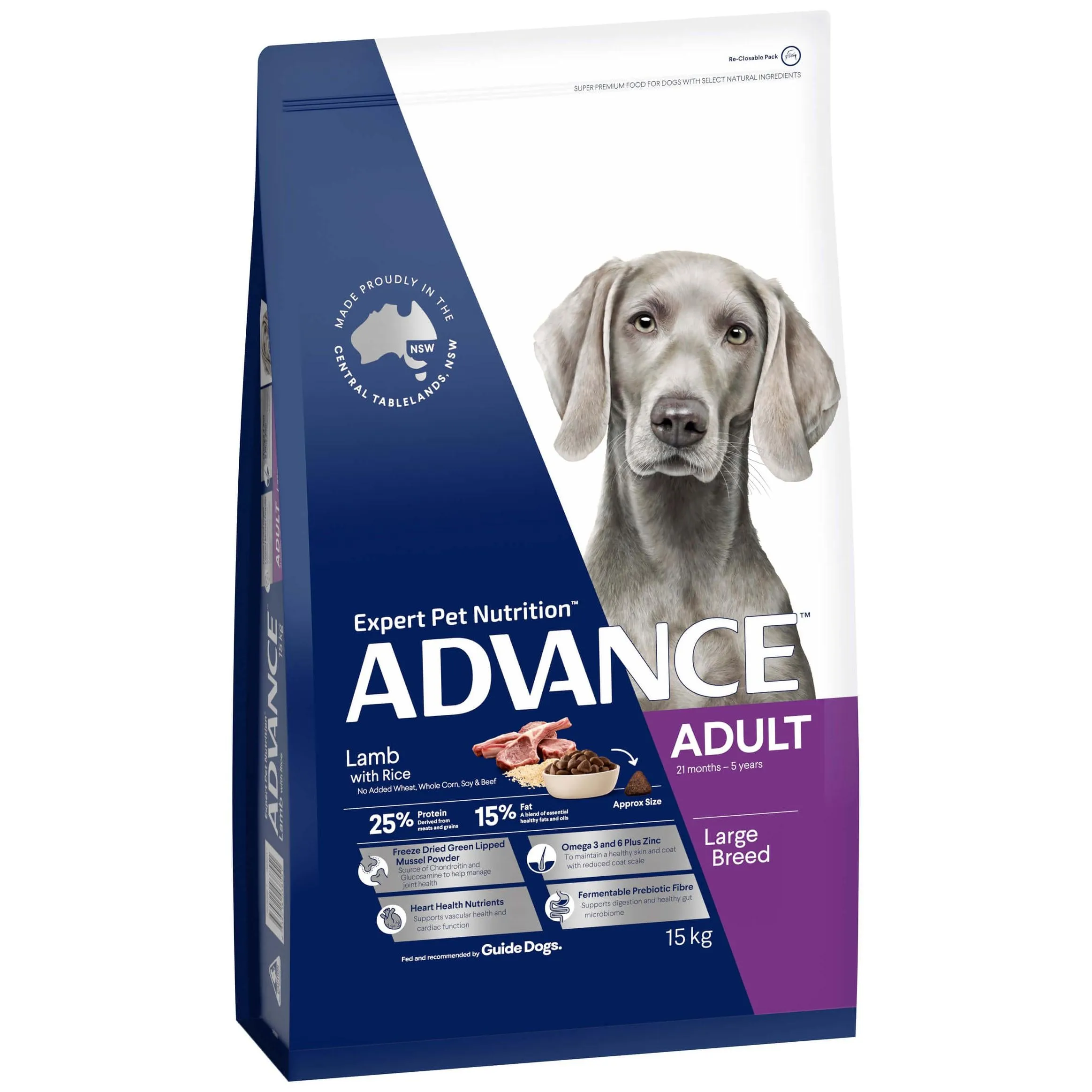 Advance Large Plus Adult Lamb Dry Dog Food 15kg