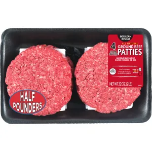 All Natural* 80% Lean/20% Fat Ground Beef Patties, 4 Count, 2 lb Tray