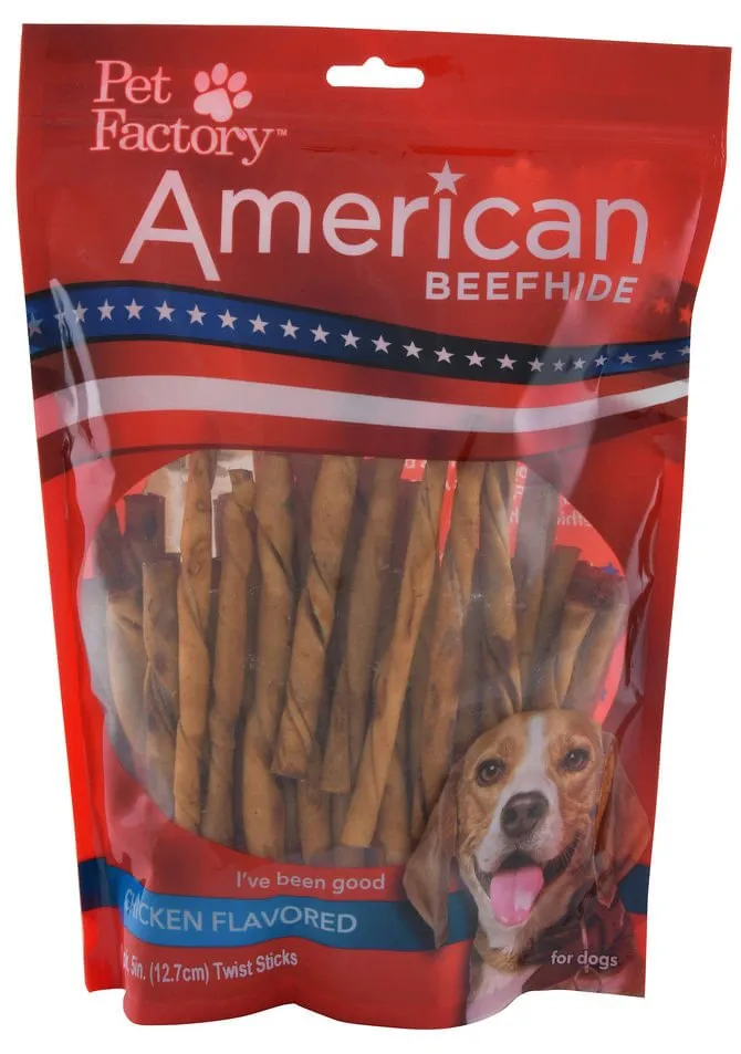 American Beefhide 5" Chicken Flavored Twist Sticks