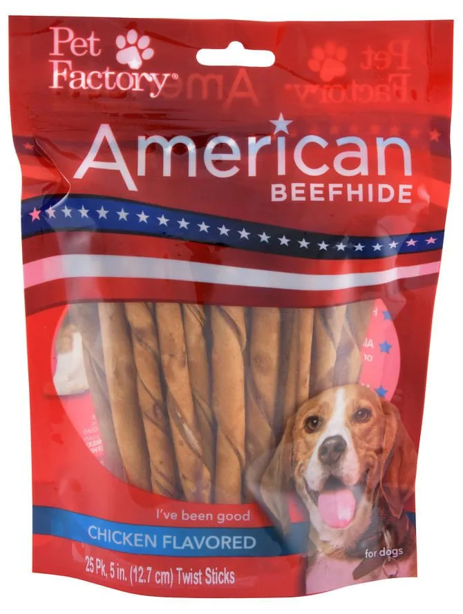 American Beefhide 5" Chicken Flavored Twist Sticks