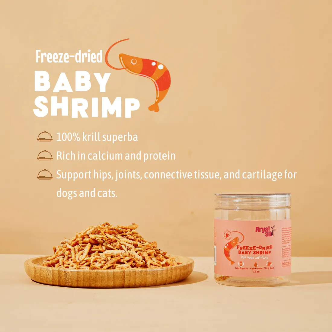 Arya Sit Freeze-Dried Baby Shrimp for Dogs and Cats