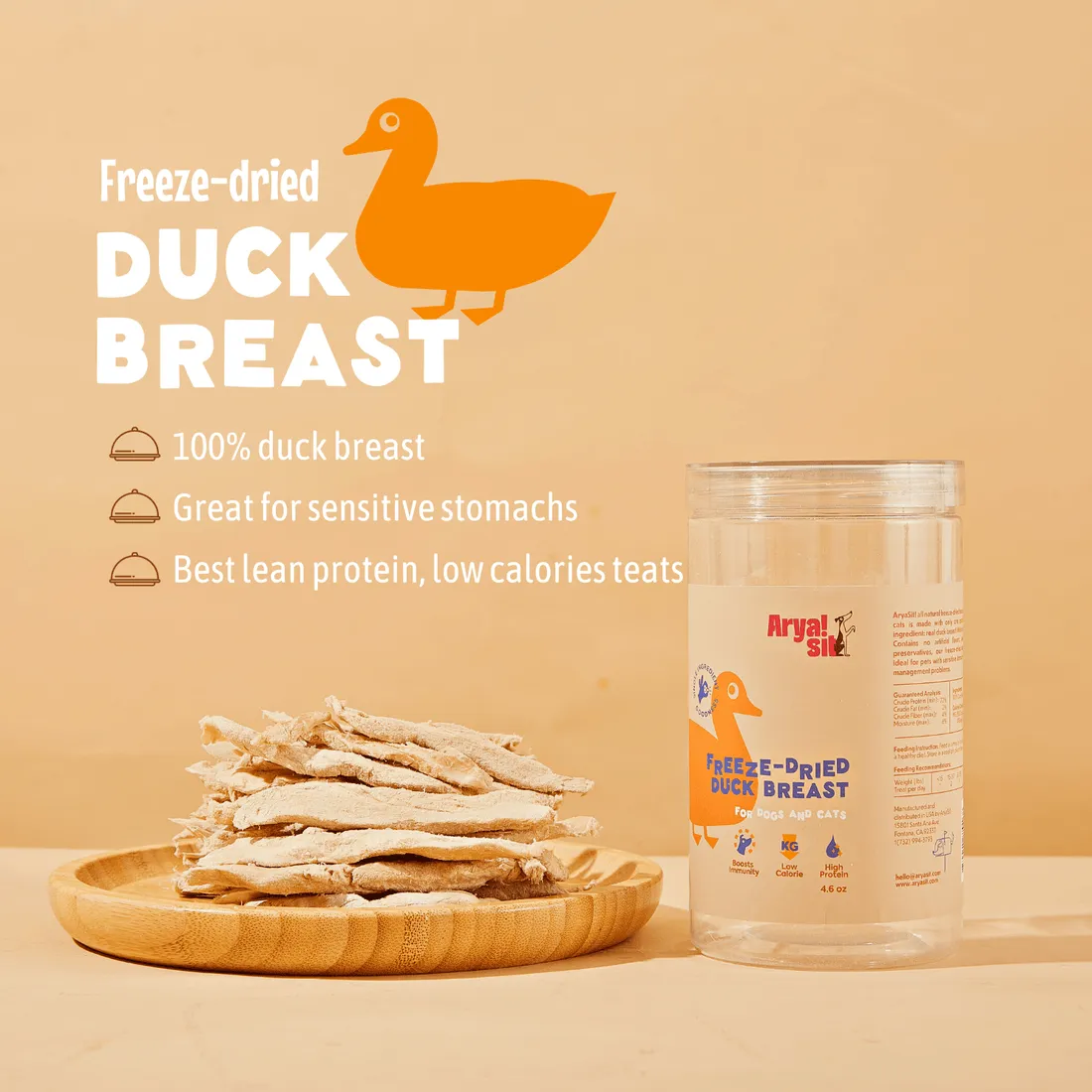 Arya Sit Freeze-Dried Duck Breast for Dogs and Cats