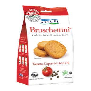 Asturi Bruschettini Italian Toast with Tomato, Capers & Olive Oil, 4.23 oz