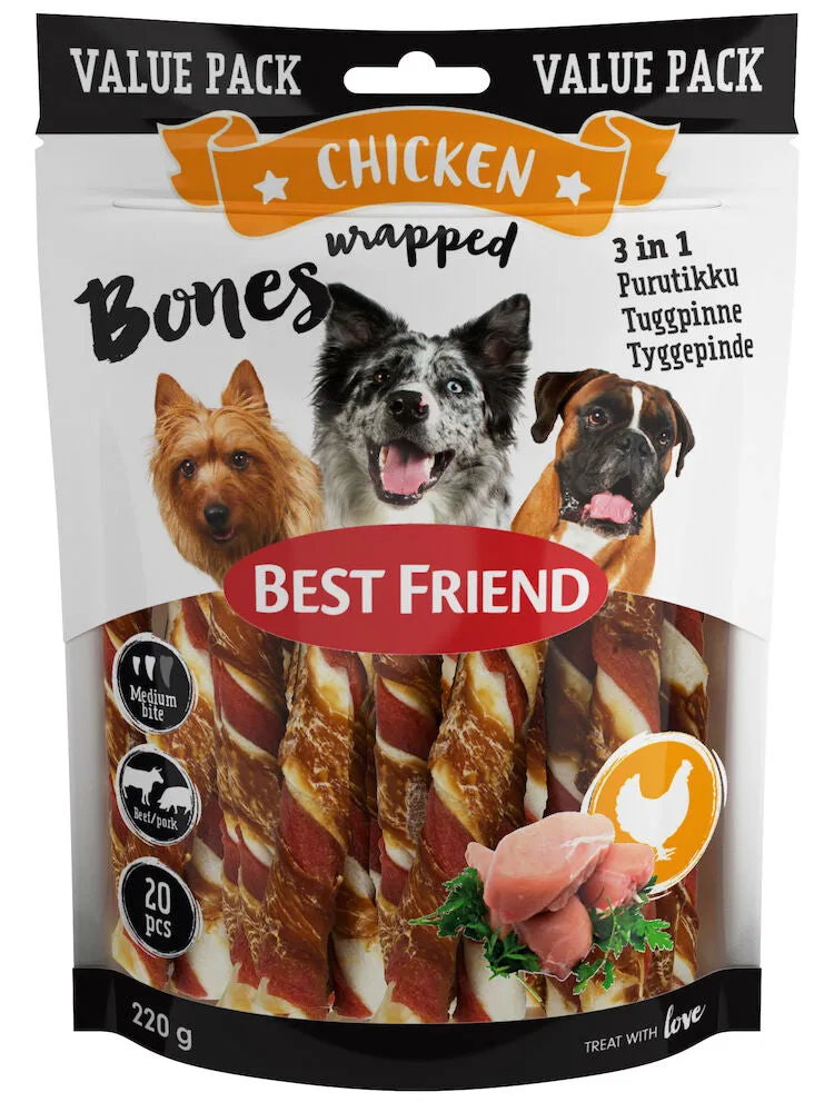 Best Friend Bones 3in1 ox and pork chew stick with chicken fillet