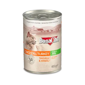 BONACIBO Canned Cat Food Chicken & Turkey 400g