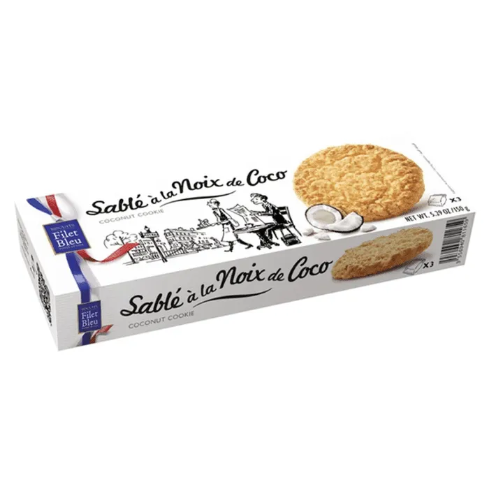 Filet Bleu Shortbread Cookies with Coconut, 5.29  oz