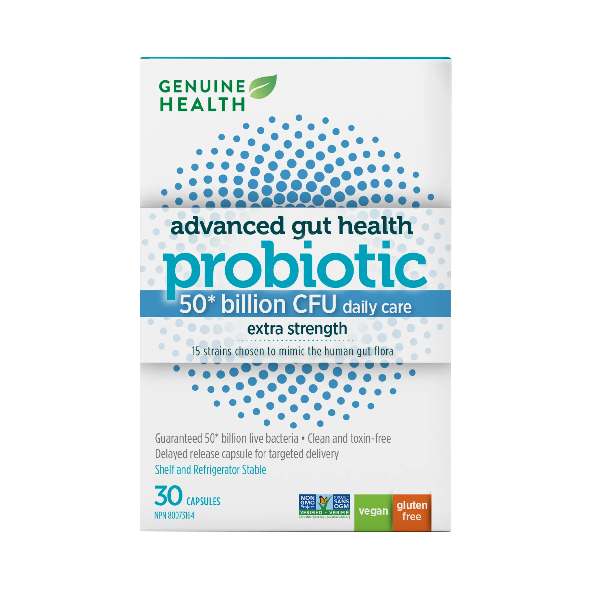 Genuine Health Advanced Gut Health Probiotic 50 Billion 30 Vegetarian Capsules