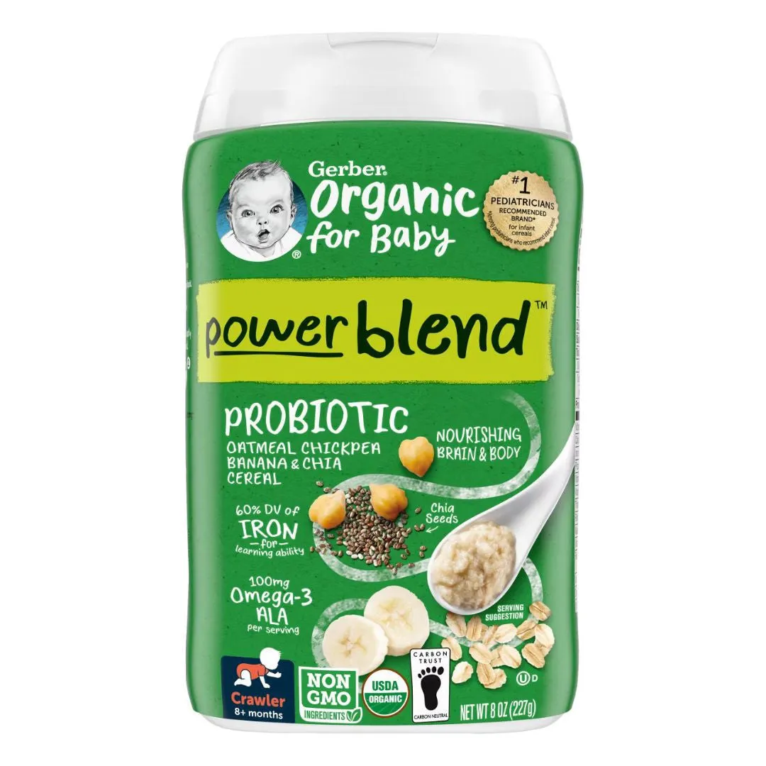 Gerber Powerblend™ Probiotic Oatmeal Chickpea Banana & Chia Cereal (8m )