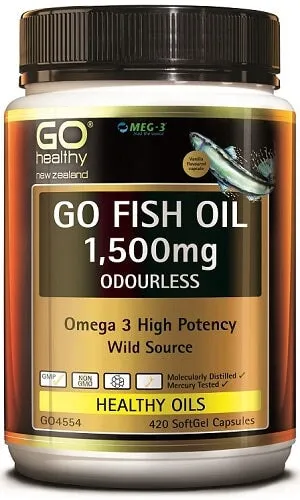 GO Healthy Fish Oil 1,500mg Odourless 420 Softgel Caps