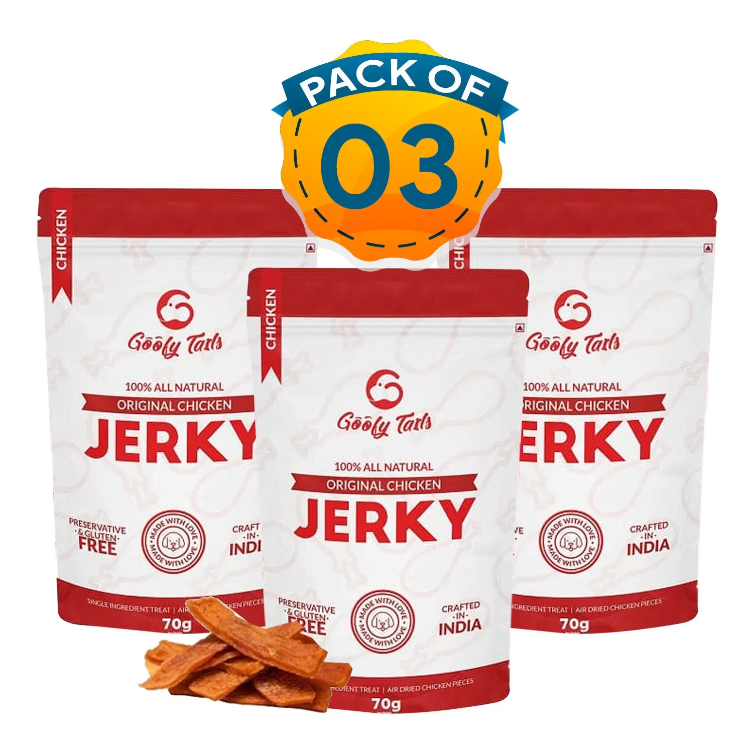 Goofy Tails Original Chicken Jerky Treats for Dogs for > 4 Months