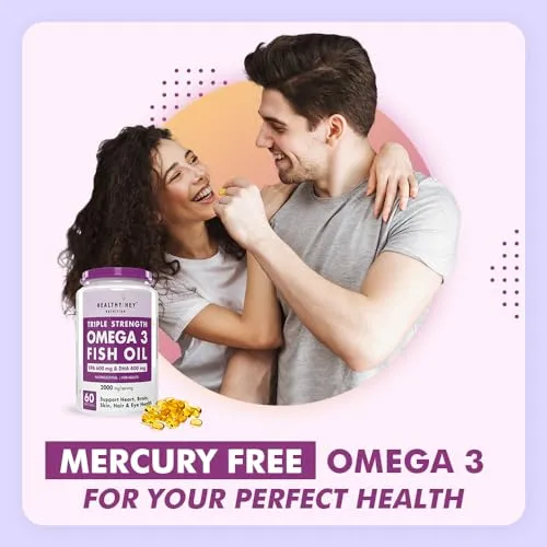 Healthyhey Nutrition Fish Oil - Omega 3 Mercury Free (1000 Mg) Burpless - 60 Softgel