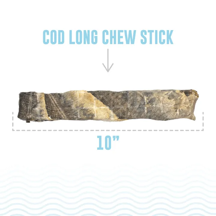 Icelandic  Hand Wrapped Cod Skin Long Chew Stick Dog Treats