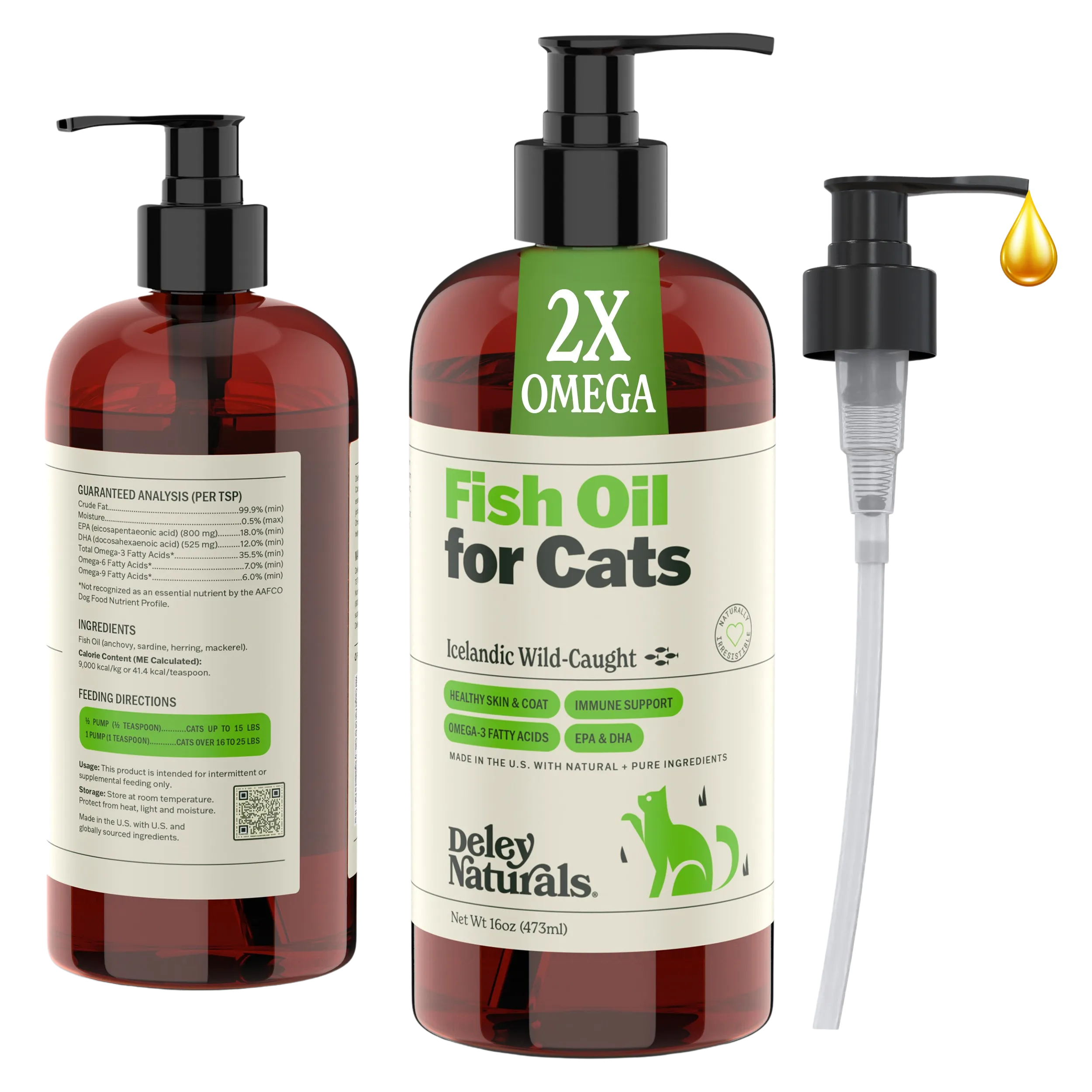 Icelandic Wild-Caught Omega 3 Fish Oil for Cats – 16 oz Pump