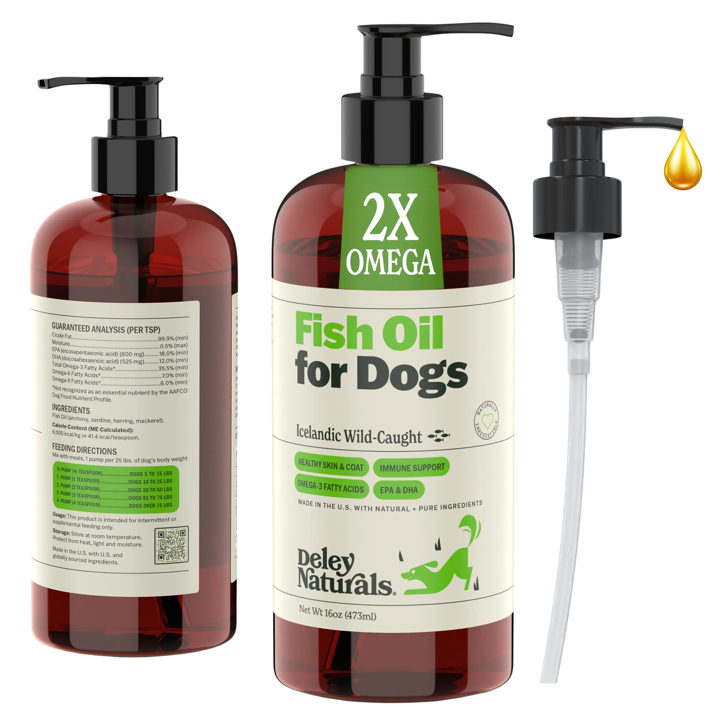 Icelandic Wild-Caught Omega 3 Fish Oil for Dogs - 16  oz Pump