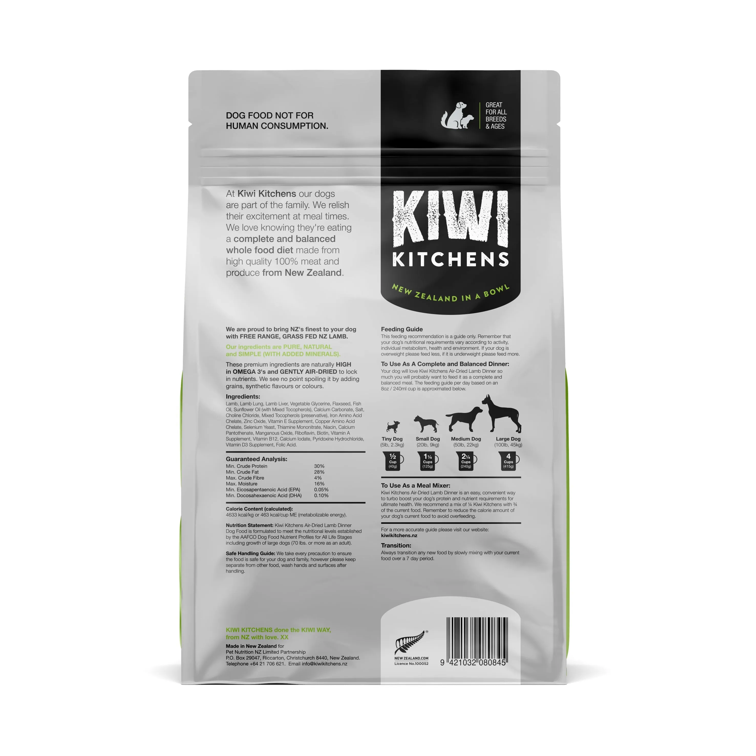 Kiwi Kitchens Lamb Dinner Air Dried Dog Food 500g