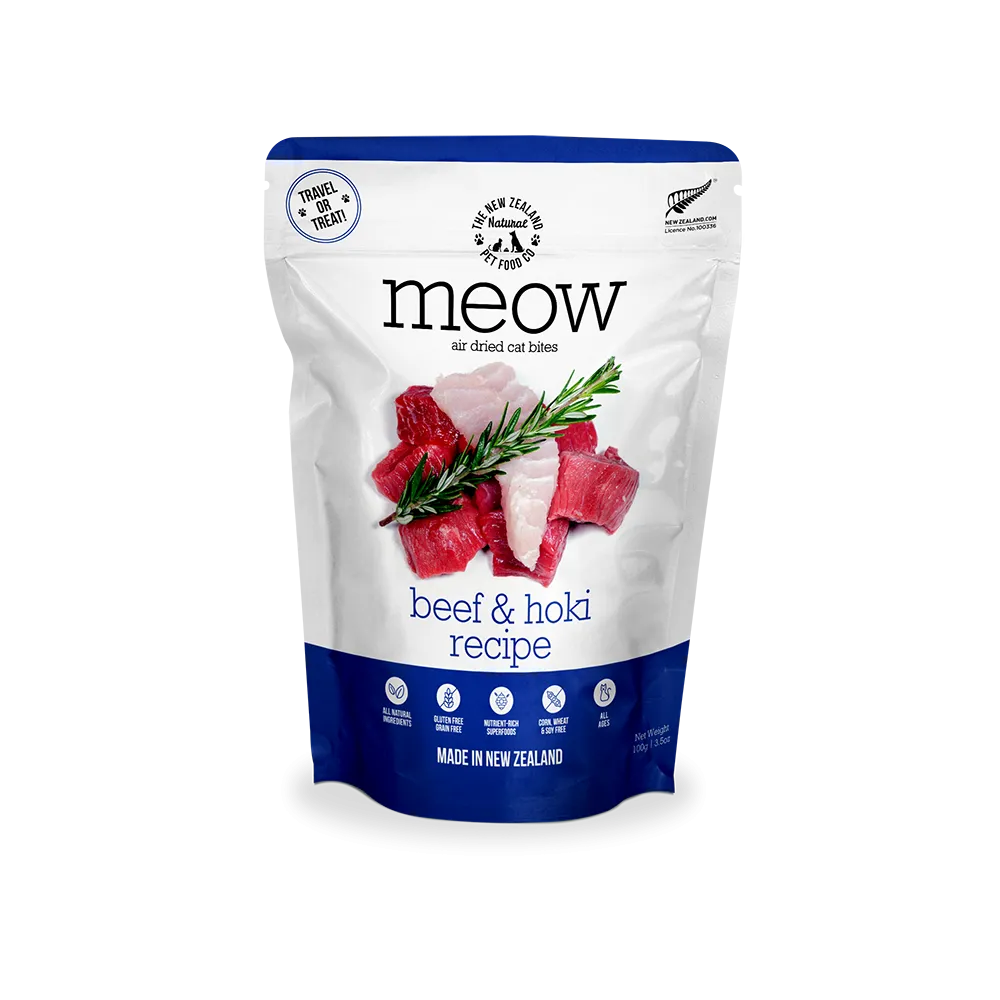 Meow Air-Dried Cat Treats Beef & Hoki 100g