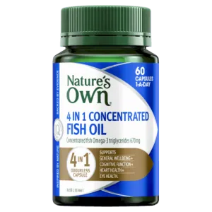 Natures Own 4 In 1 Concentrated Fish Oil Odourless 60 Capsules