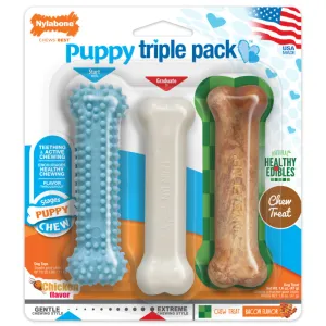 Nylabone Puppy Triple Pack Treat & Chew for Puppies - Variety Pack