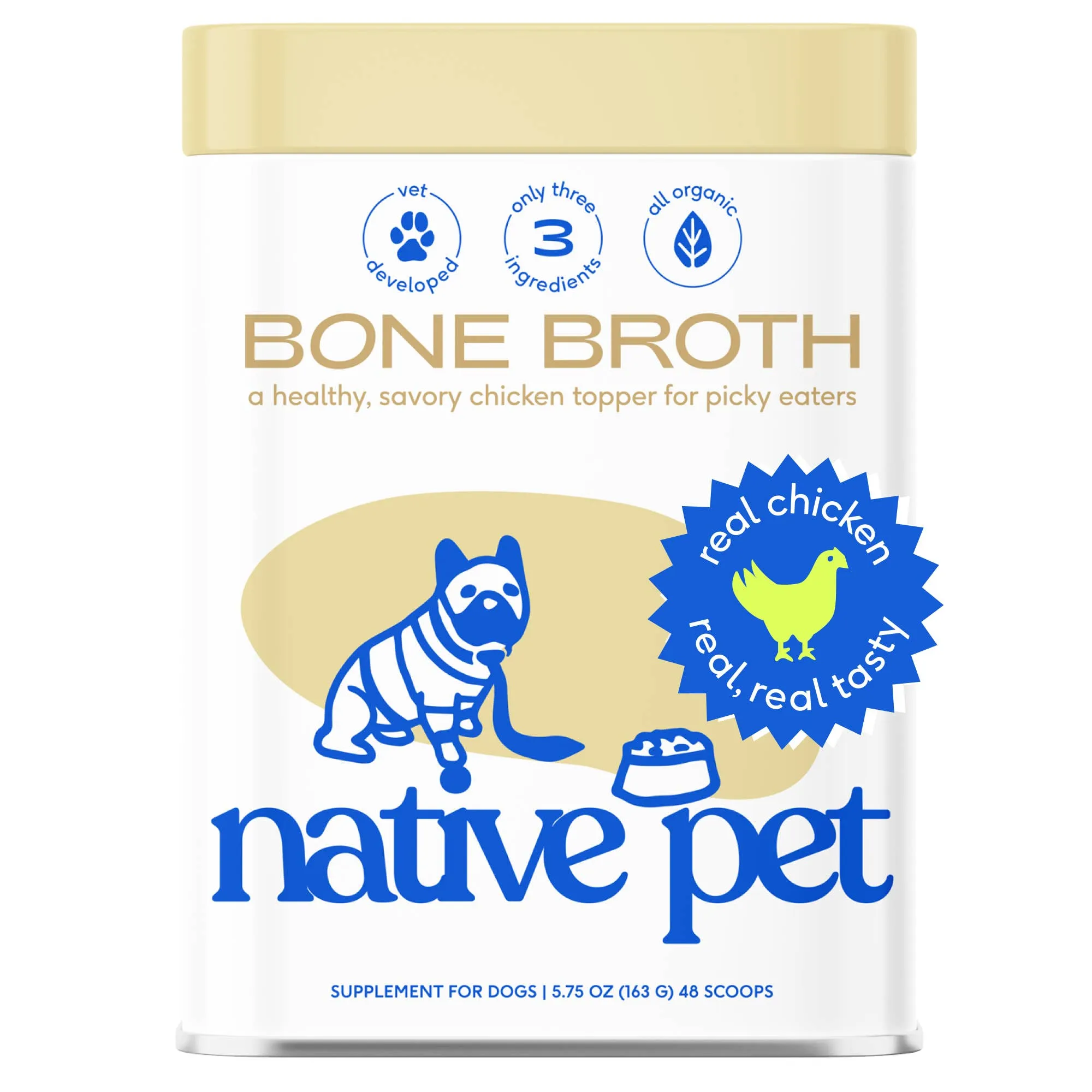 Organic Chicken Bone Broth Powder, Grain-Free Food Topper