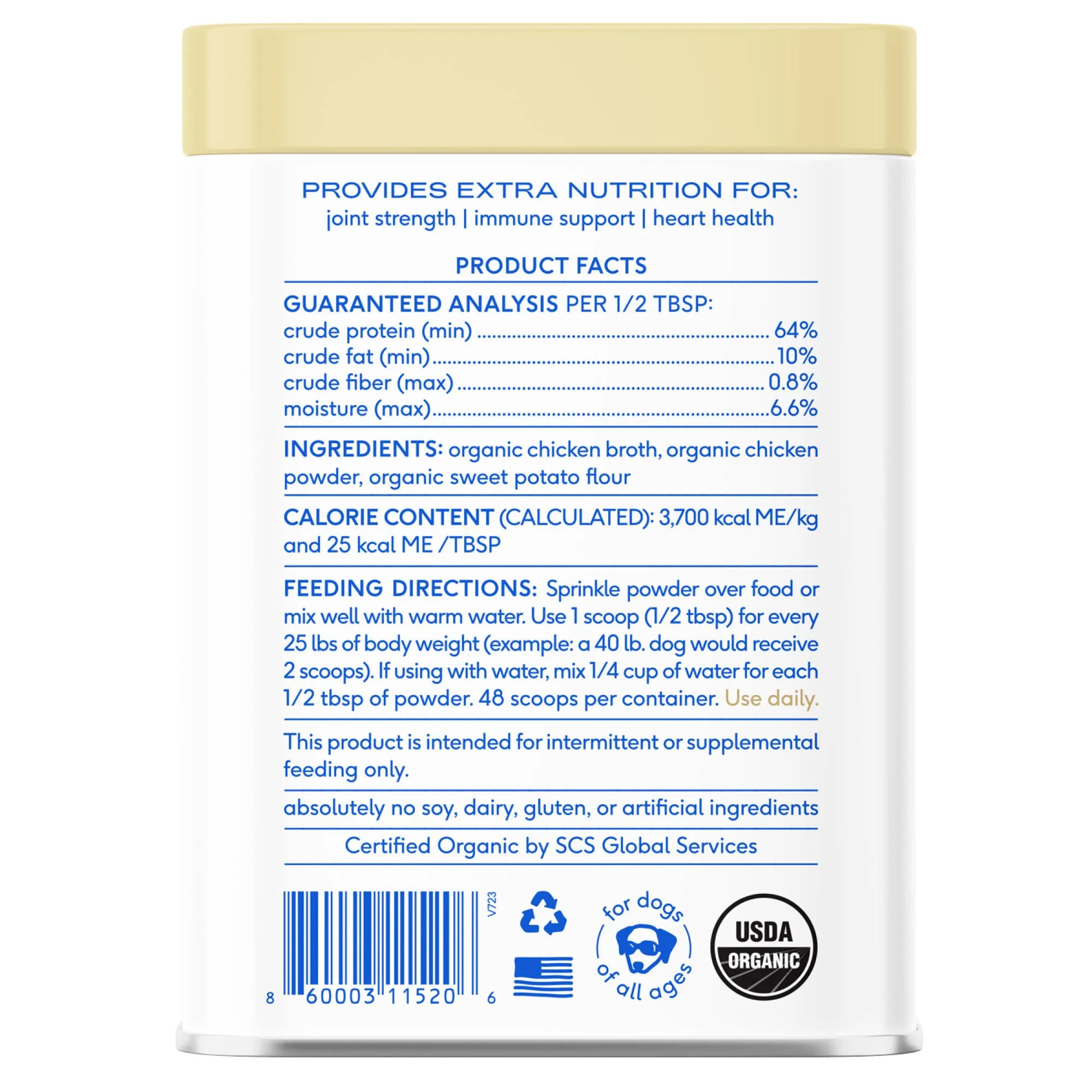 Organic Chicken Bone Broth Powder, Grain-Free Food Topper