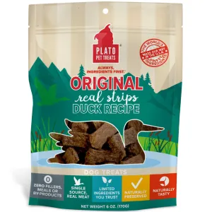 Plato Original Real Strips Duck Dog Treats 3oz