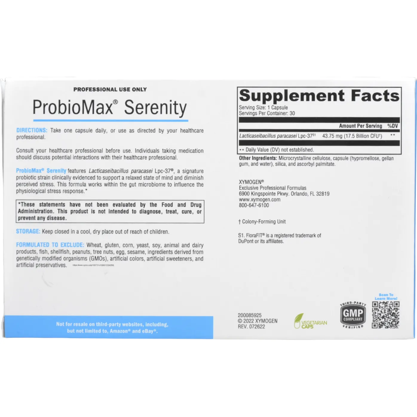 ProbioMax Serenity 30 Capsules by Xymogen