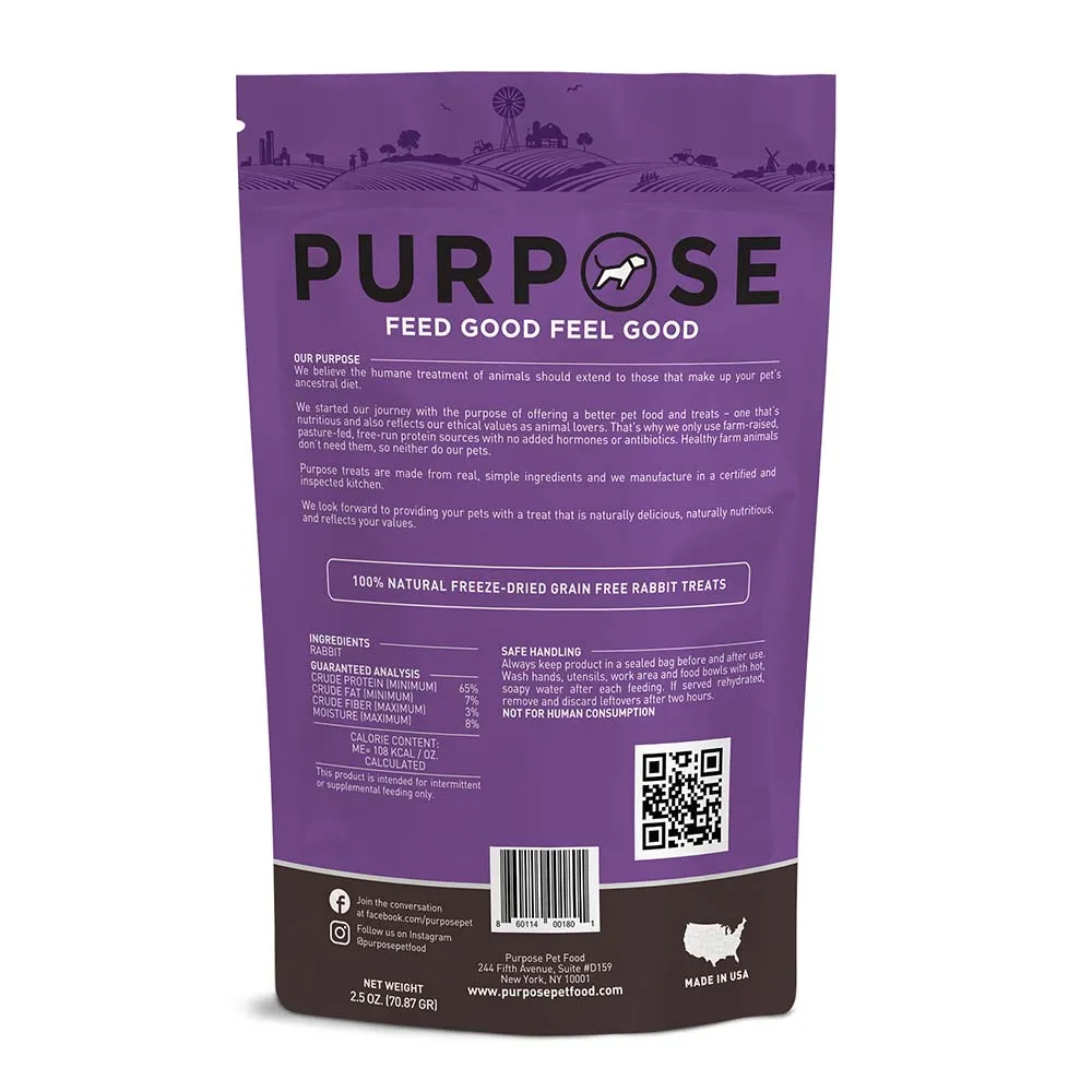 Purpose Rabbit Bites Grain-Free Freeze-Dried Treats For Cats & Dogs 2.5oz