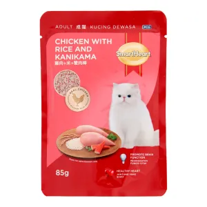 Smartheart Chicken with Rice & Kanikama Pouch Cat Food 85g x 12