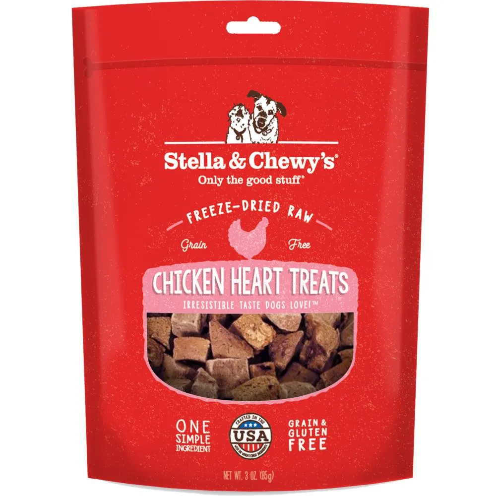 Stella & Chewy’s Chicken Heart Single Ingredient Grain-Free Freeze-Dried Dog Treats 3oz (Exp Jun 25)