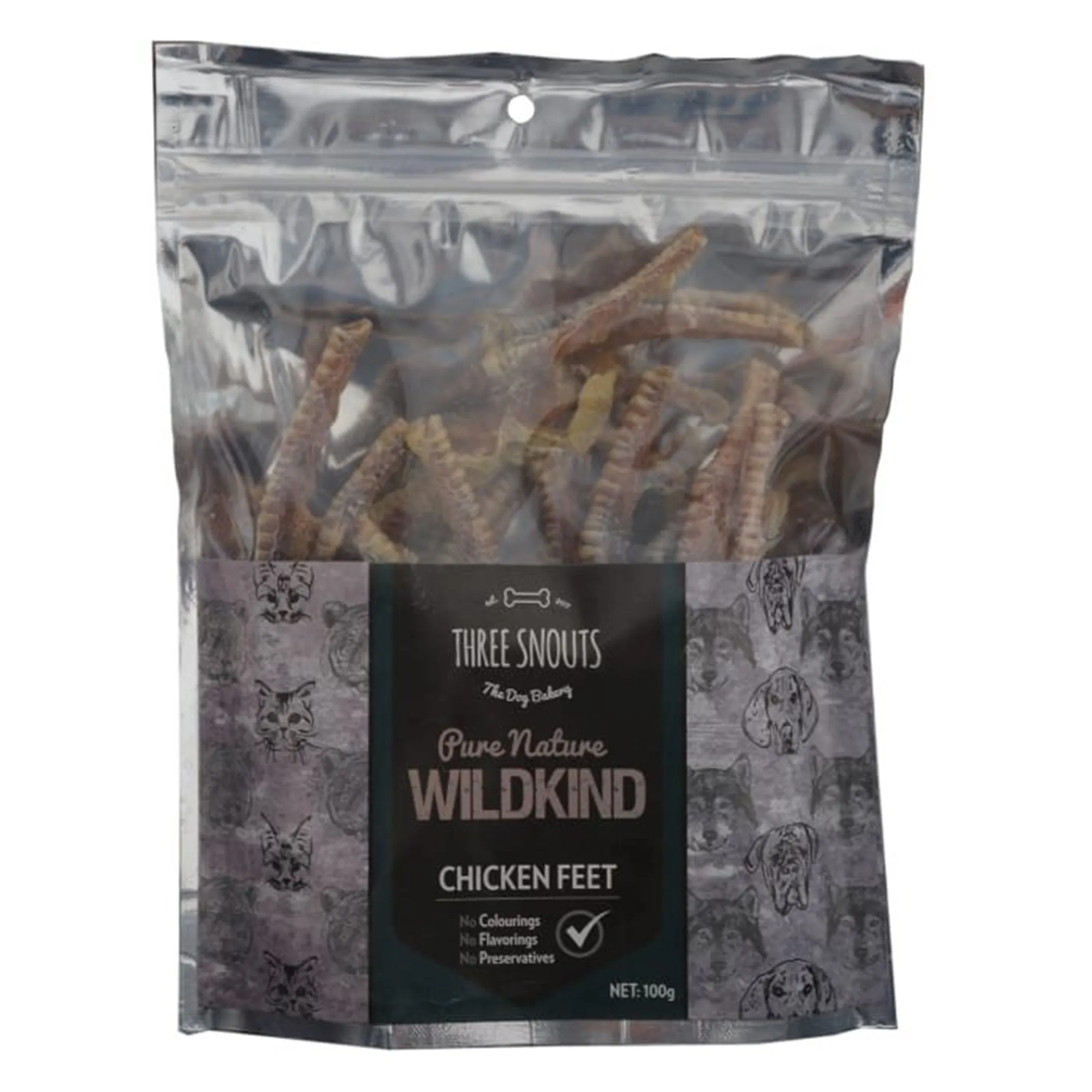 Three Snouts-Pure Nature WILDKIND Chicken Feet 100g