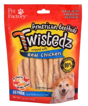 Twistedz 5" Beefhide Twist Sticks Wrapped with Real Meat, 20-pk