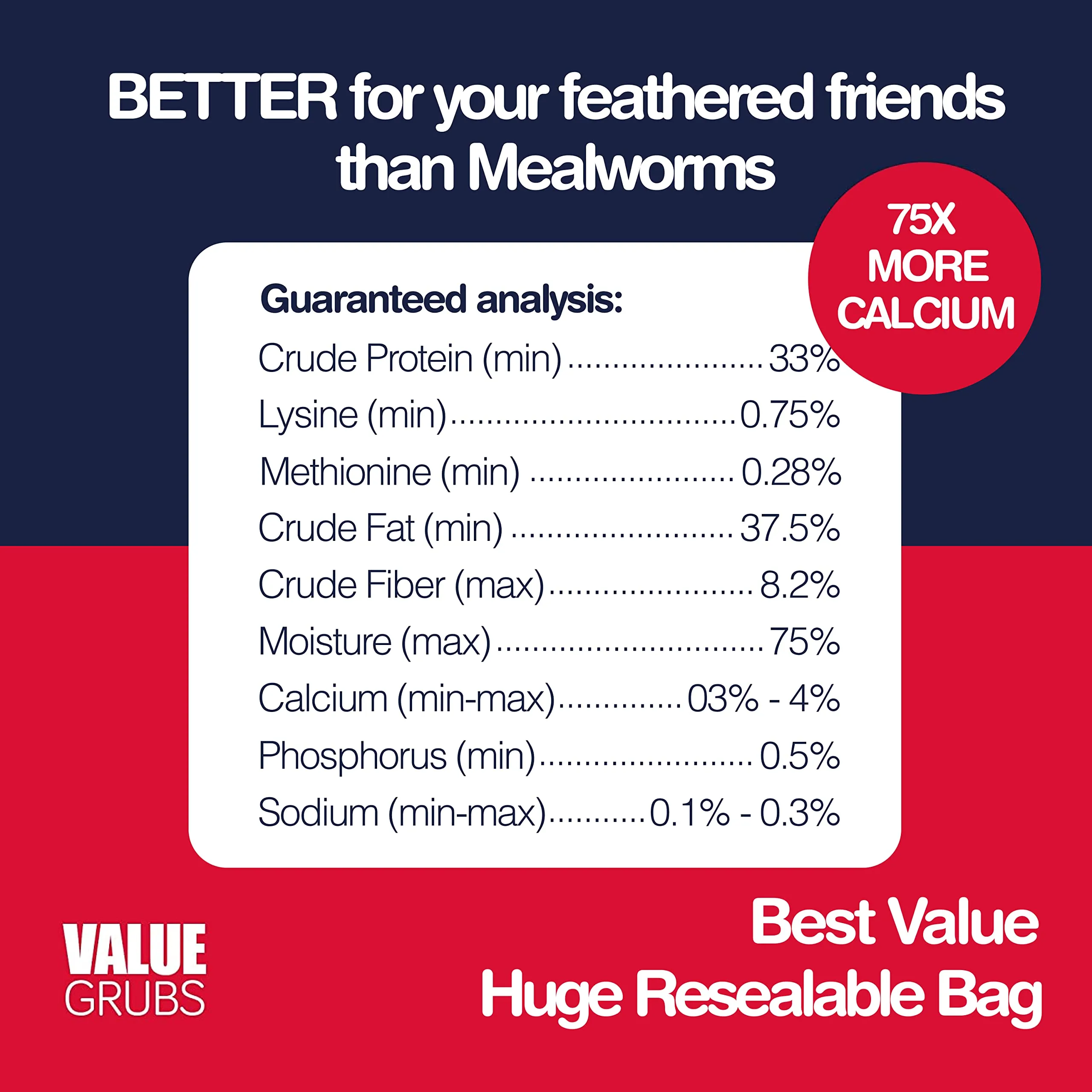 Value Grubs 4 Lbs - Better Than Dried Mealworms For Chickens - Non-Gmo - 75X More Calcium