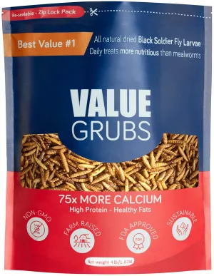 Value Grubs 4 Lbs - Better Than Dried Mealworms For Chickens - Non-Gmo - 75X More Calcium