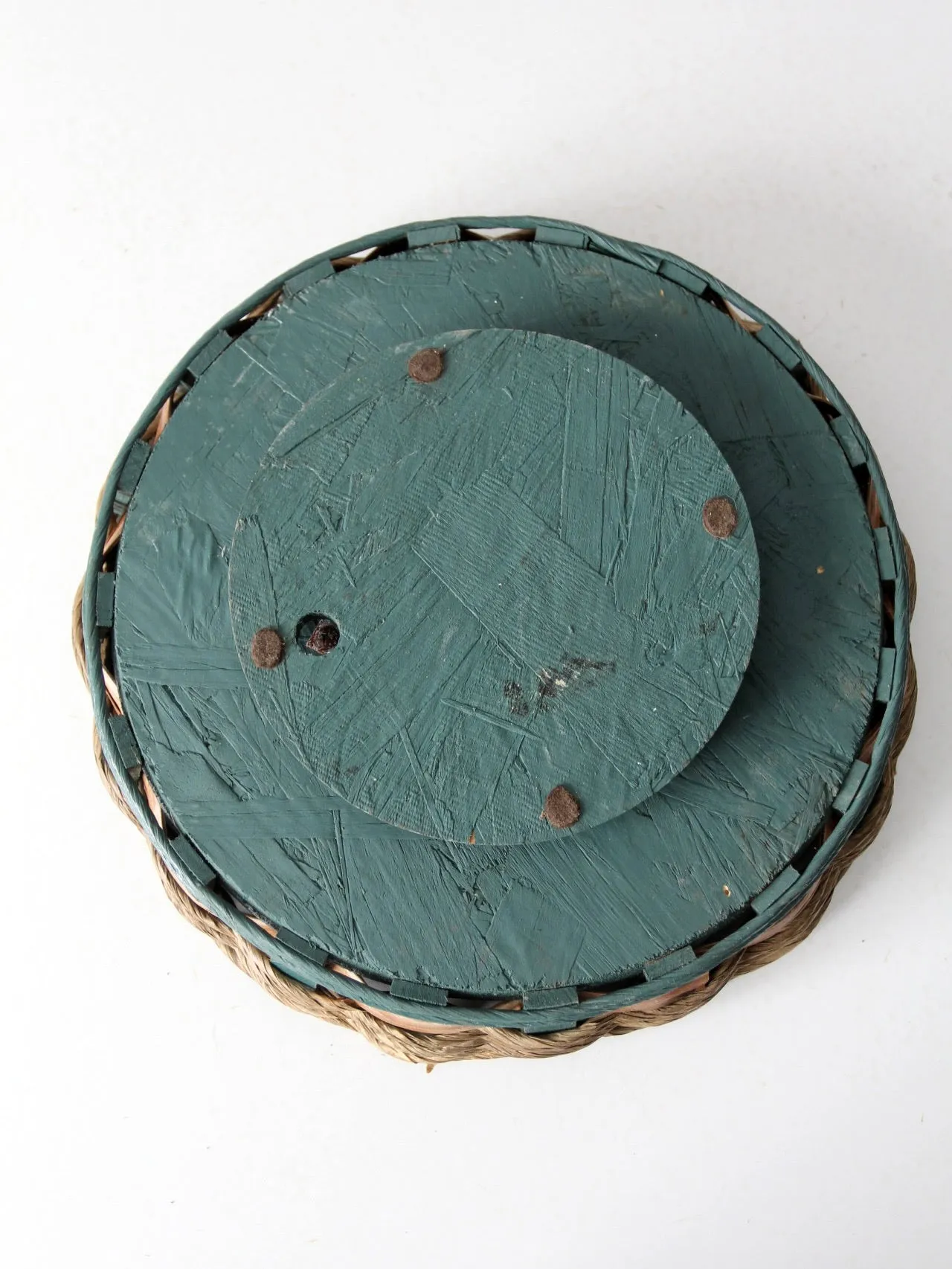 vintage woven lazy susan tray