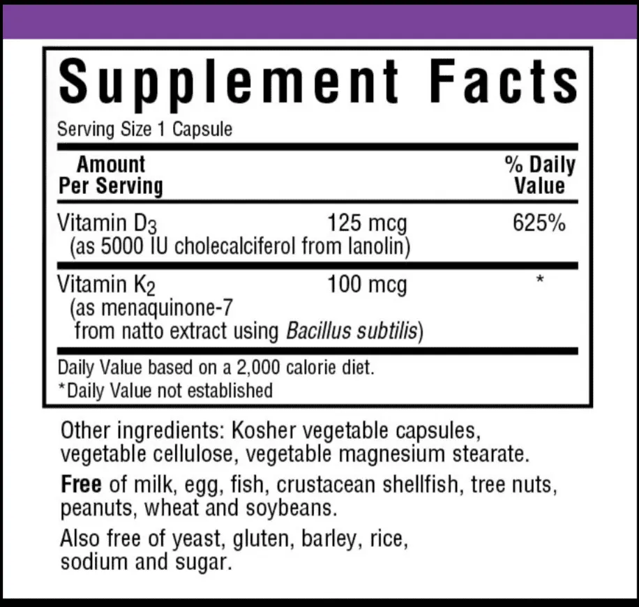 Vit D3 & K2 100mcg, 60 vcap