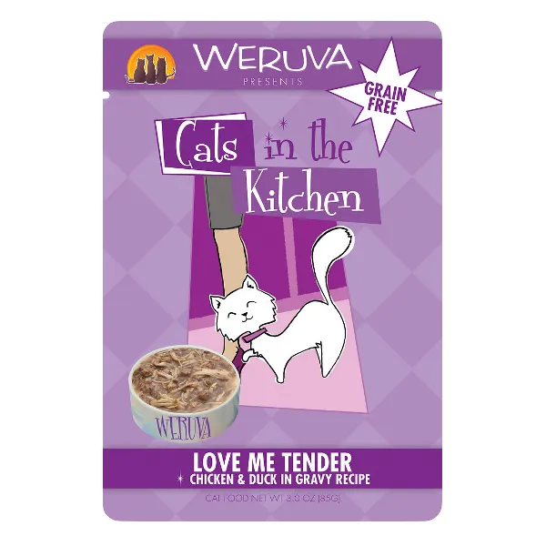 Weruva Cats in the Kitchen Love Me Tender Chicken & Duck in Gravy Recipe Cat Food Pouches 3 oz