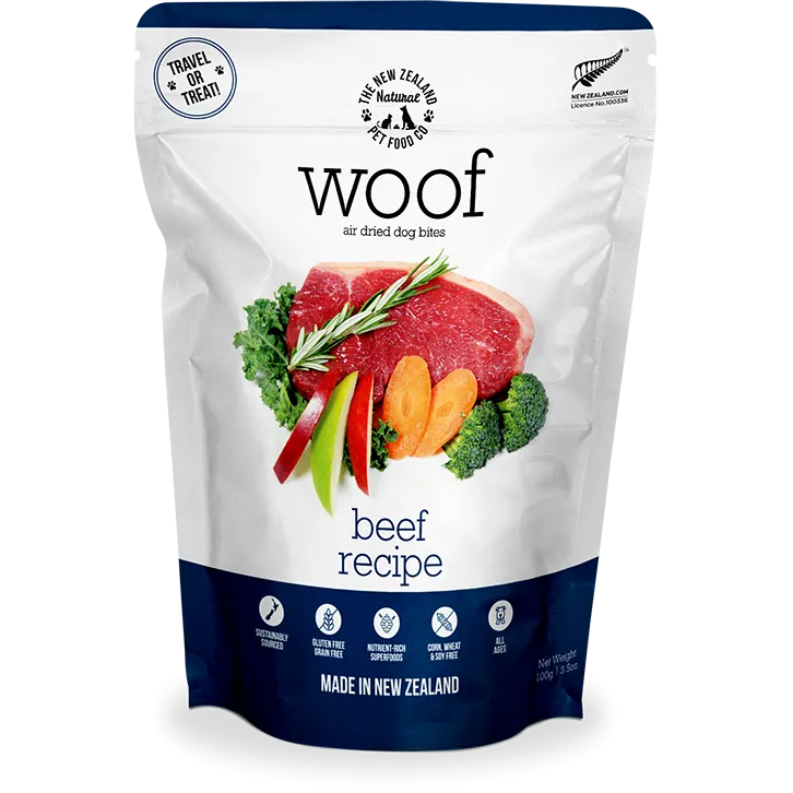 Woof Air-Dried Beef Dog Treats 100g